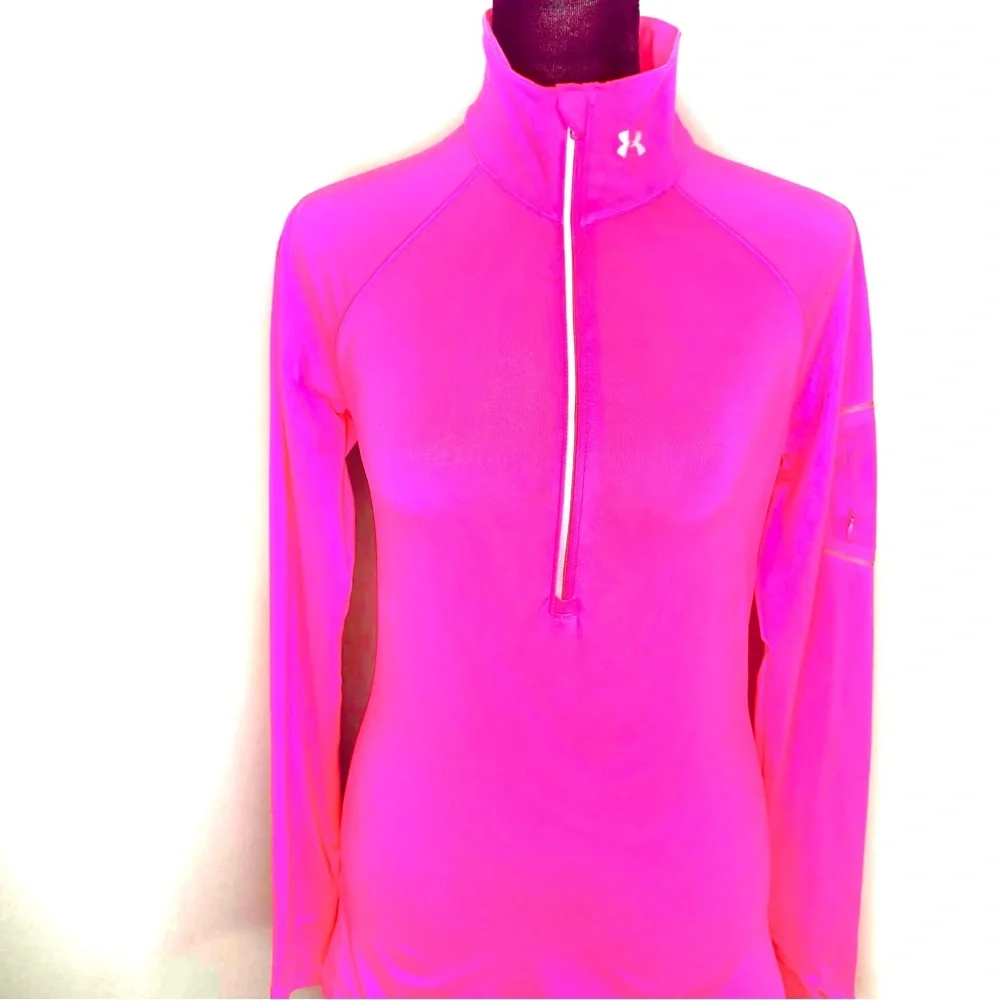 Women’s Pink Under Armour 1/2 Zip Pullover Athletic Top - Picture 2 of 9